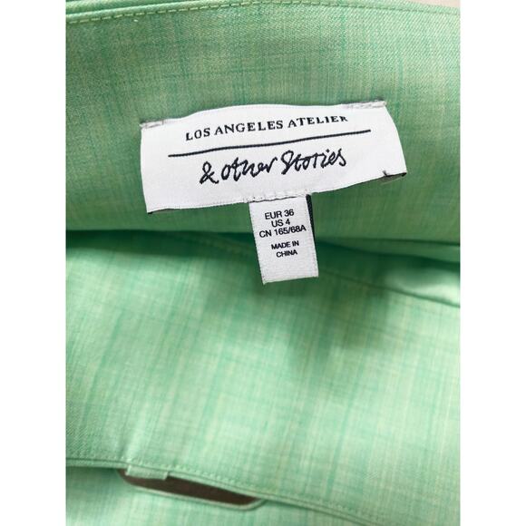 & OTHER STORIES Mint Green Belted Tailored Overlap Mini Skirt US 4 - Picture 13 of 15
